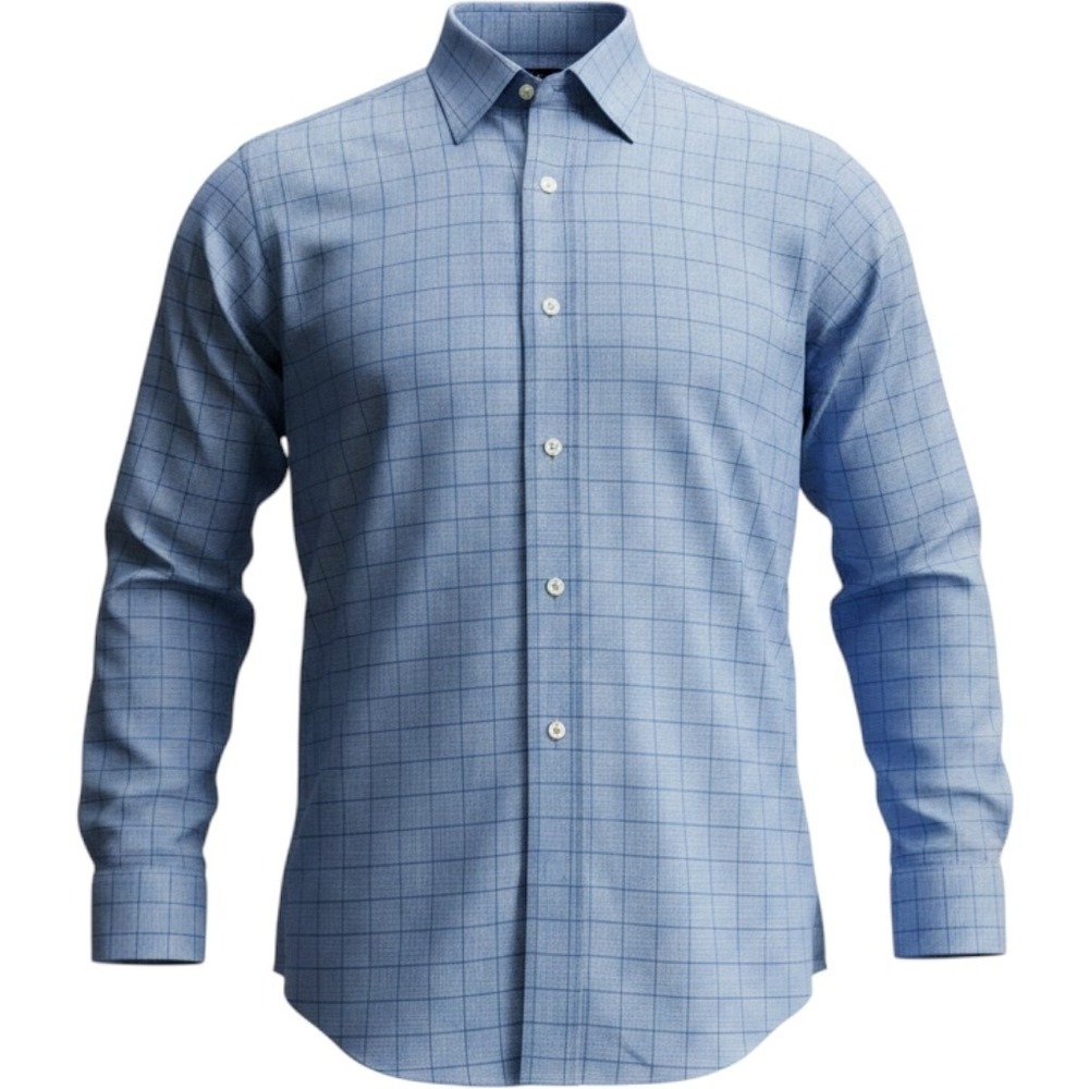 BROOKS BROTHERS 1818 Dress Shirt Men 16.5-34 Slim Fit Blue Cotton Plaid